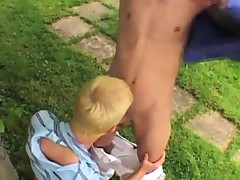 Twinks fucks anal outside the tool shed